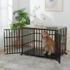 42" Heavy Duty Dog Crate for Large Medium Dogs, Furniture Style cage with 4 Lockable Wheels and 2 Locks